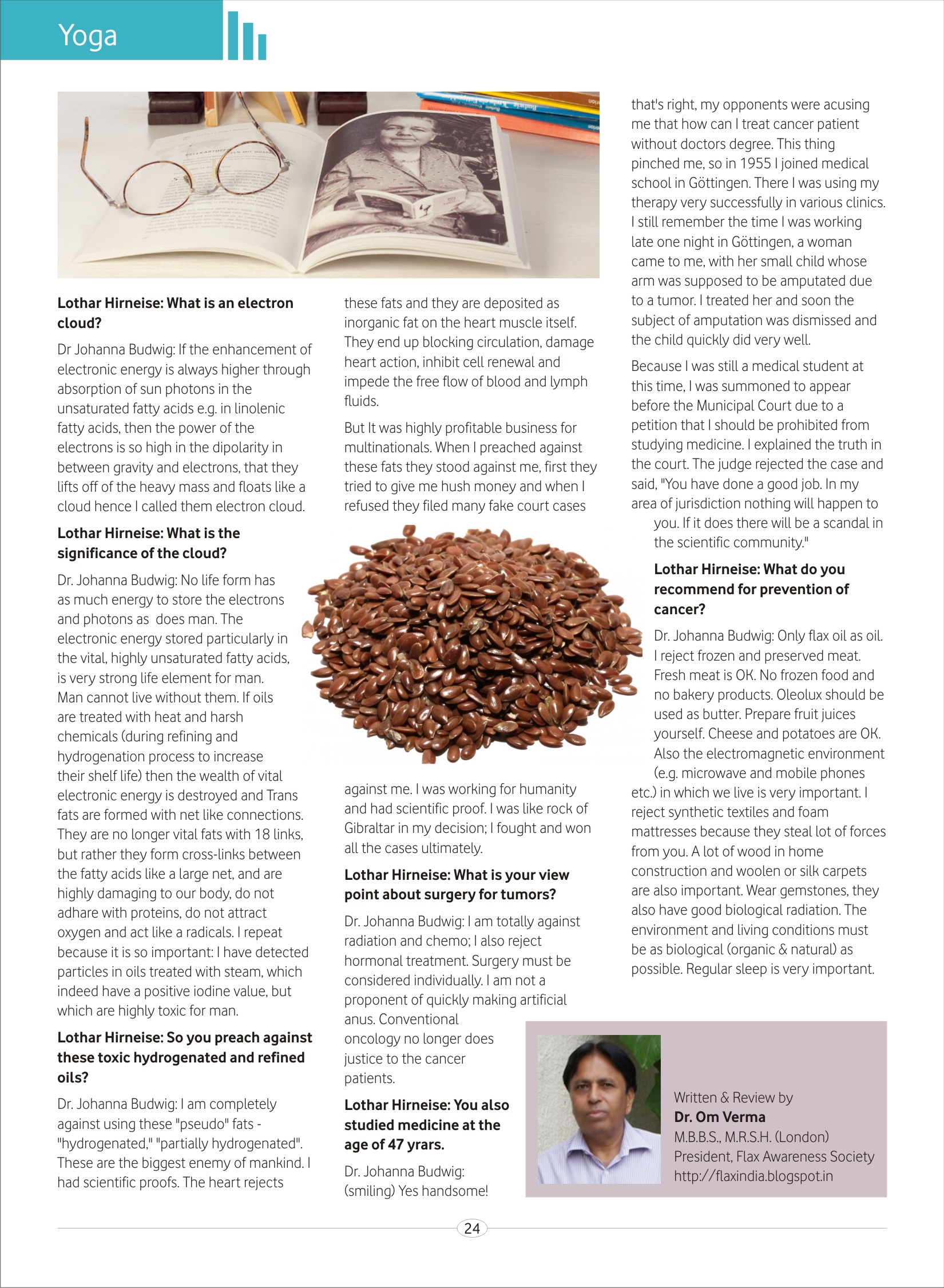 The Interview of Dr. Johanna Budwig The Omega 3 Lady by Dr. Om Verma